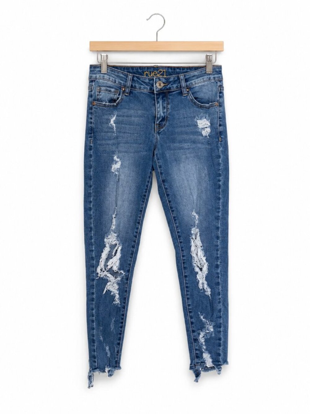 Rue 21‎ Womens Jeans Sz 4 Low Rise Ankle Jegging Distressed Destroyed Ripped